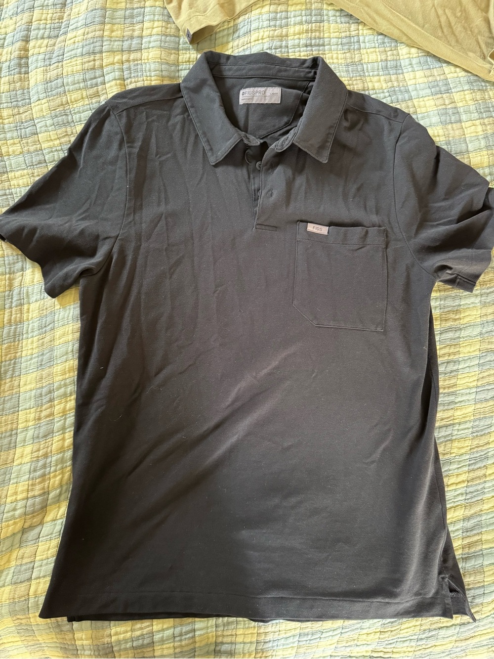 Figs Men's Black Polo with Chest Pocket NWOT